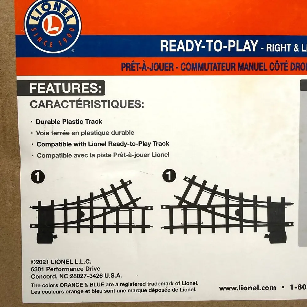 Lionel Ready to Play Plastic Train Tracks 7-11832 Right Left Hand Manual Switch